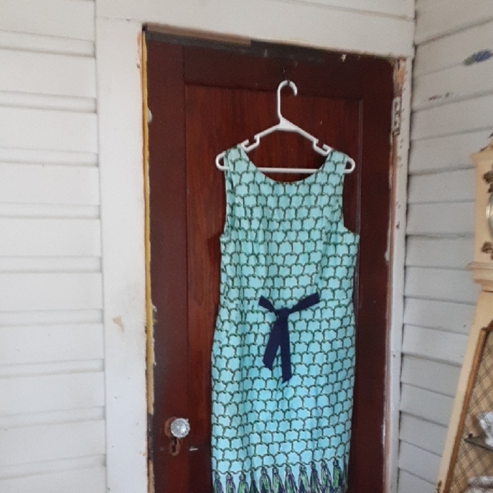 Lilly Pulitzer Eddie Aqua and Navy Dress Sz 12